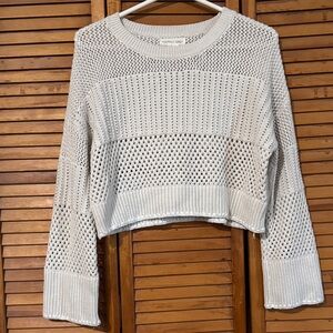 Happily Grey Women's Cream Open-Knit Scoop Neck Sweater